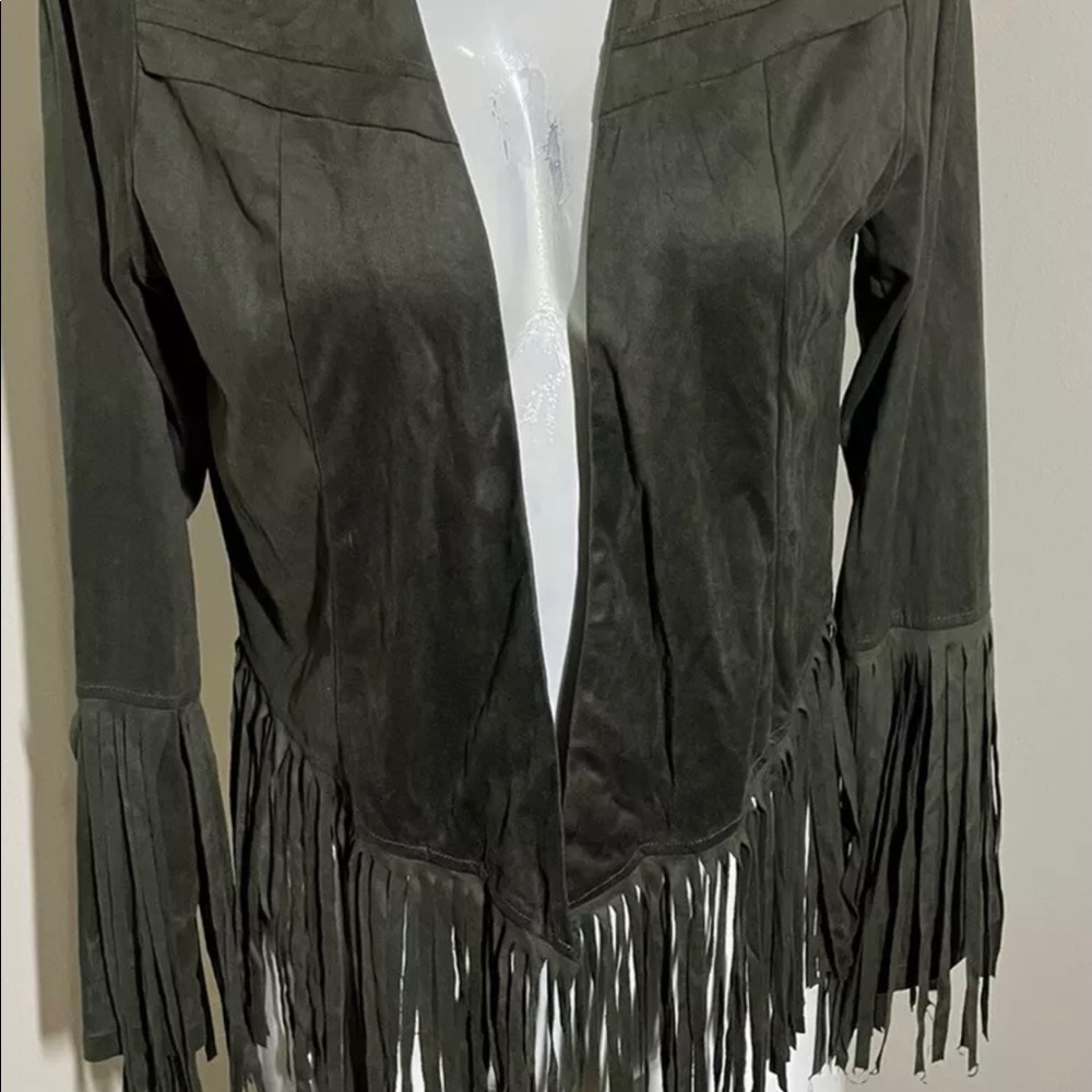 Roma Concepts NWT Faux Suede Fringe Jacket large